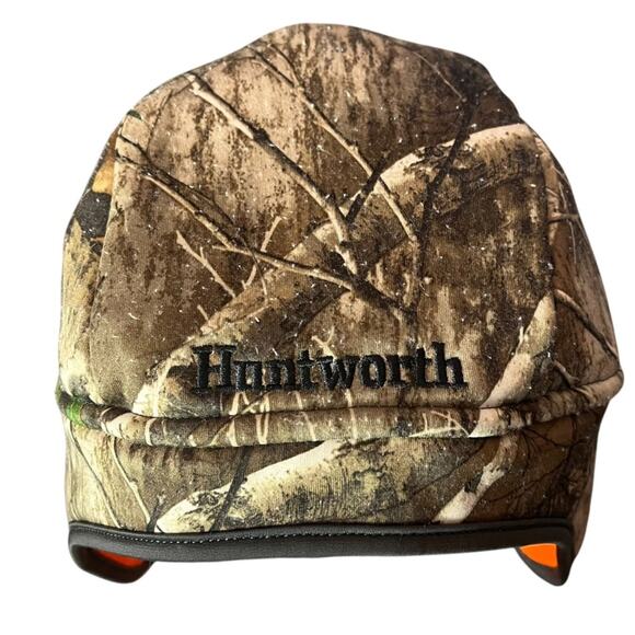 Huntworth Realtree Edge Camo Beanie Hat Orange Fleece Lined Hunting Outdoors - Picture 1 of 7